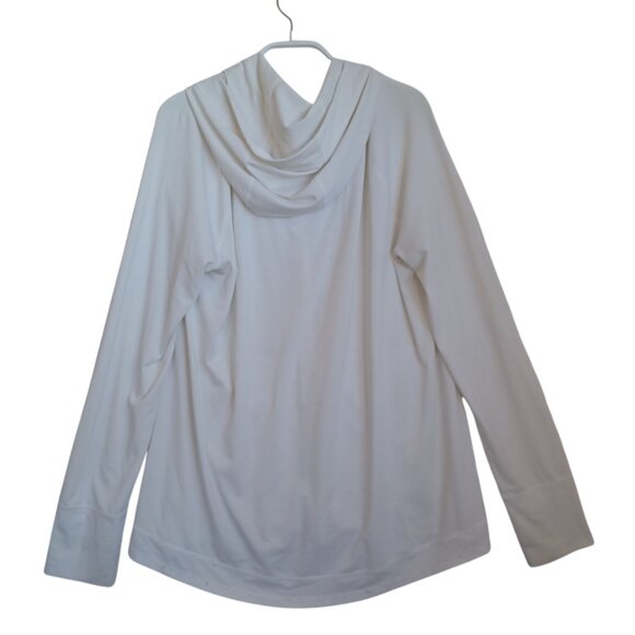 Athleta Full Zip Hoodie Jacket White Stretch Victory Hooded Workout Womens Large - Picture 6 of 7